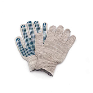 Перчатки трикотажные 10 кл с ПВХ (серые) 5 нитей 150текс