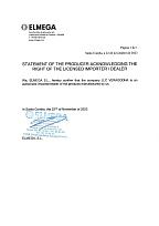 Сертификат Диллера ELMEGA (ИСПАНИЯ) 