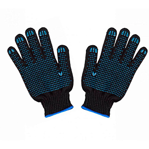 Перчатки трикотажные  7,5 кл с ПВХ (черные) 5 нитей