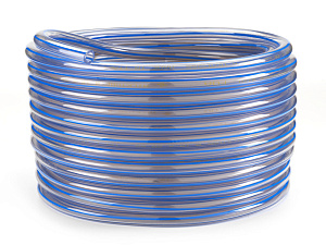 Шланг молочный ПВХ 19х32, прозрачный с полосой, МН19, бухта 30 метров