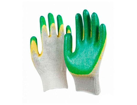 Перчатки х/б с двойным обливом зеленые